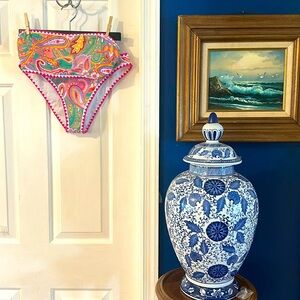 NWOT Women’s SHEIN GREEN 1970S HIPPIE PRINT BANDEAU BIKINI Size XL
